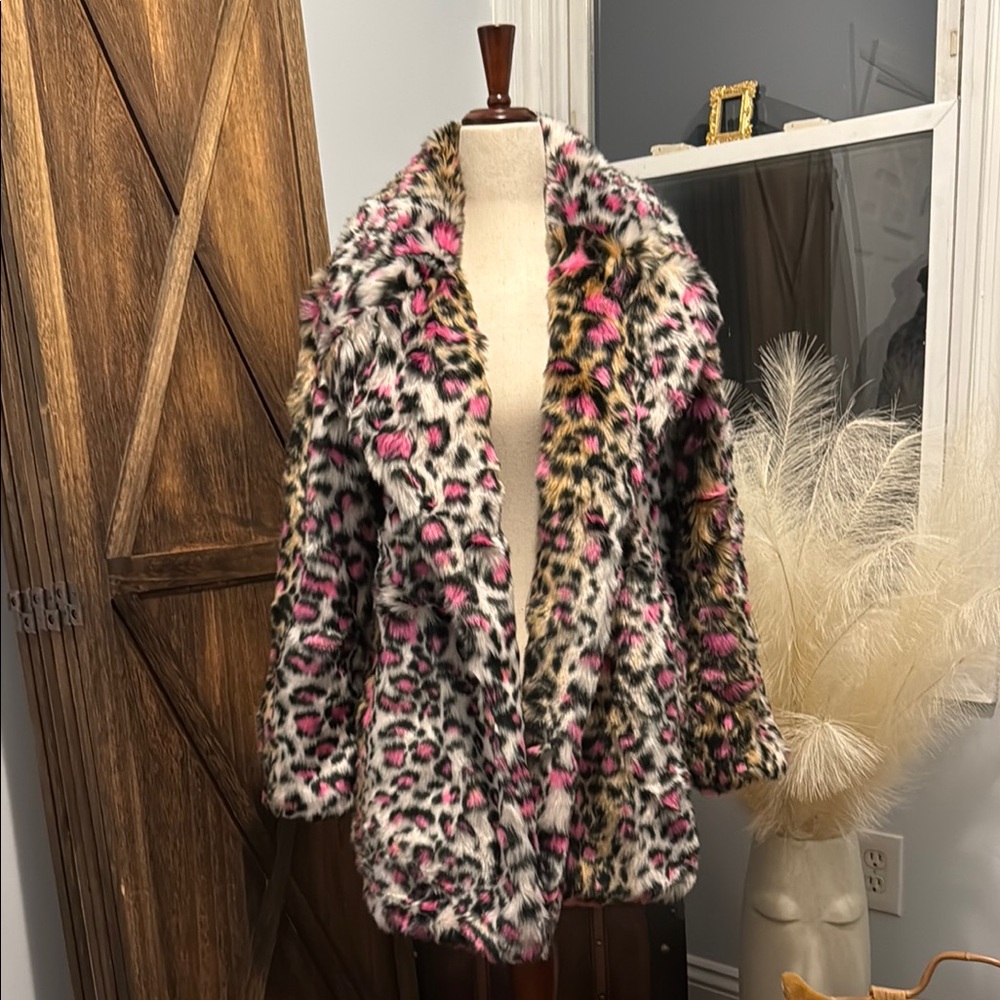 Leopard Print Faux Fur Coat